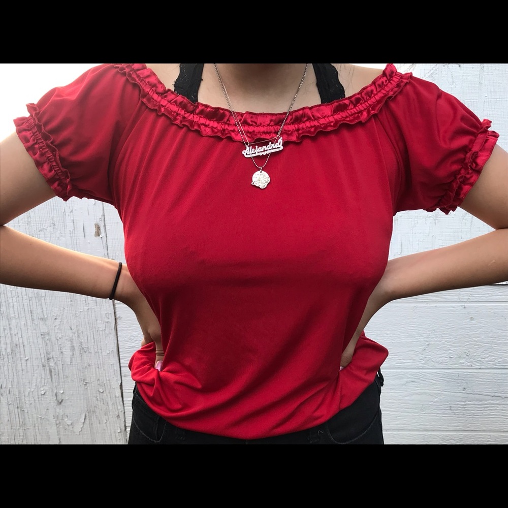 Red Off the shoulder shirt